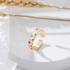 Elegant Streetwear Geometric Copper Enamel Inlay Rhinestones Open Rings