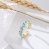 Elegant Streetwear Geometric Copper Enamel Inlay Rhinestones Open Rings