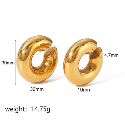 1 Pair Retro C Shape Polishing Plating Stainless Steel 18k Gold Plated Ear Cuffs