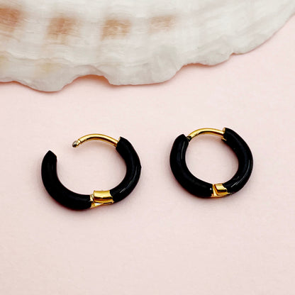 1 Pair Lady Sweet Streetwear Circle Polishing Enamel Plating Stainless Steel Gold Plated Earrings