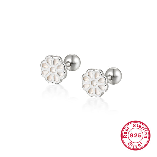 1 Pair Elegant Cute Flower Plating Inlay Sterling Silver Zircon 18k Gold Plated White Gold Plated Ear Studs