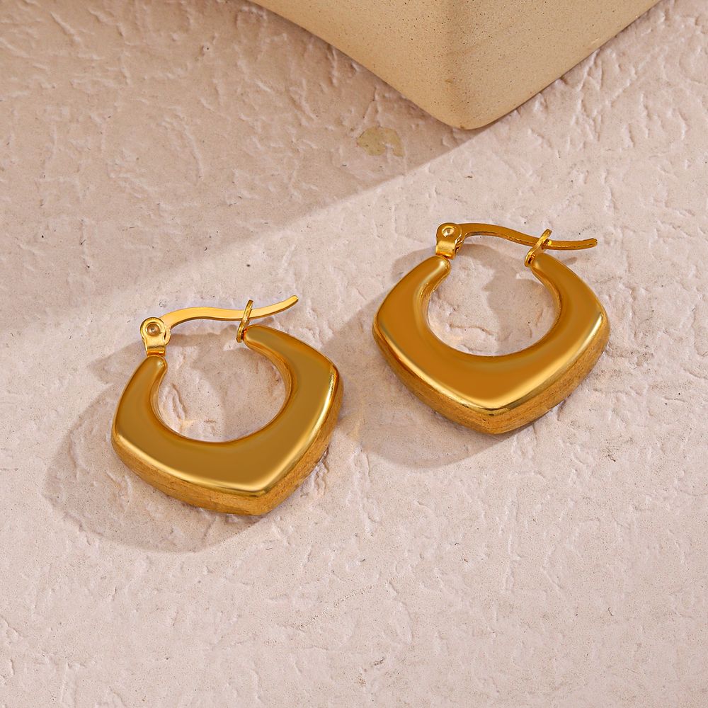 1 Pair Elegant Square Plating Stainless Steel 18k Gold Plated Earrings