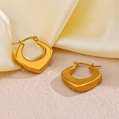 1 Pair Elegant Square Plating Stainless Steel 18k Gold Plated Earrings