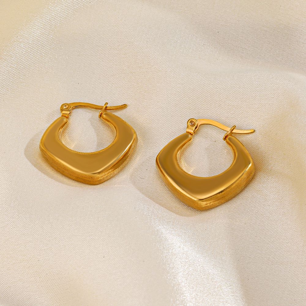 1 Pair Elegant Square Plating Stainless Steel 18k Gold Plated Earrings