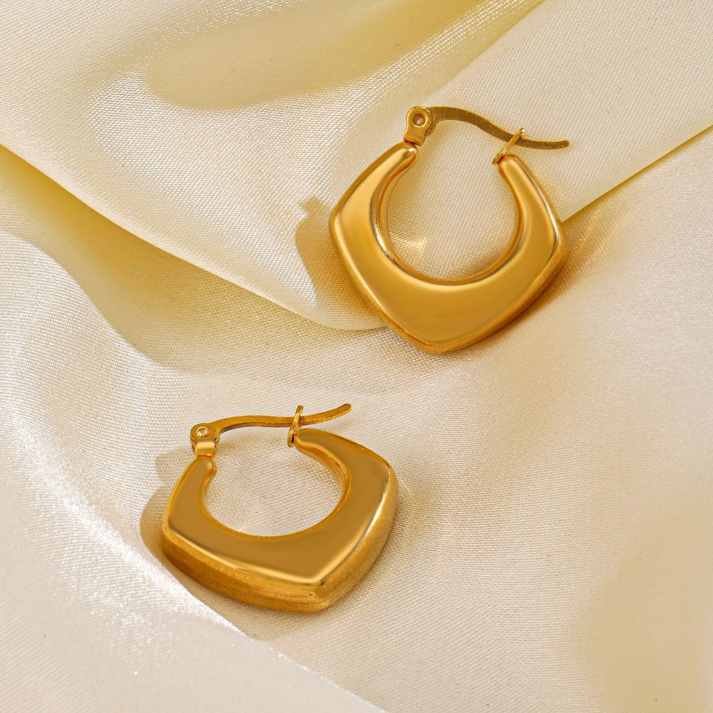 1 Pair Elegant Square Plating Stainless Steel 18k Gold Plated Earrings