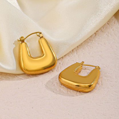 1 Pair Elegant U Shape Plating Stainless Steel 18k Gold Plated Earrings