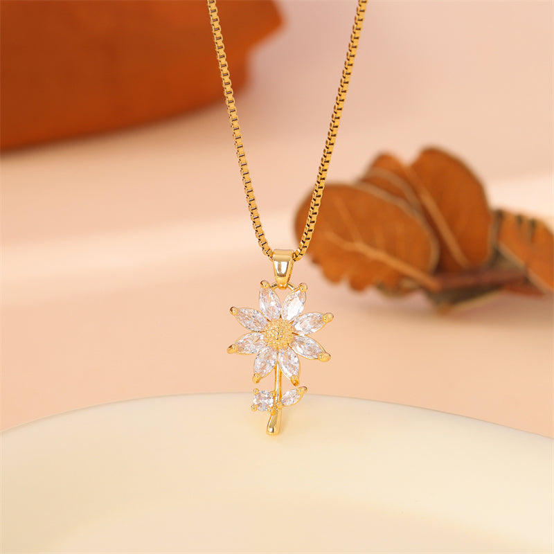 Casual Square Stainless Steel Plating Inlay Artificial Diamond Pendant Necklace