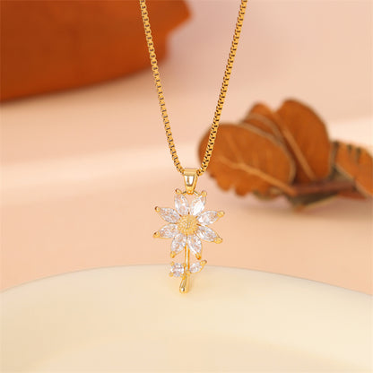 Casual Square Stainless Steel Plating Inlay Artificial Diamond Pendant Necklace