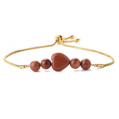 Commute Heart Shape Natural Stone Beaded Bracelets