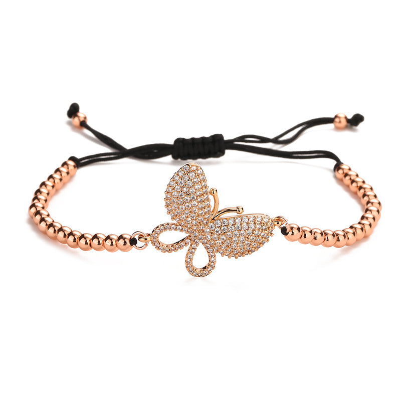 Ethnic Style Devil's Eye Butterfly Copper Zircon Bracelets In Bulk