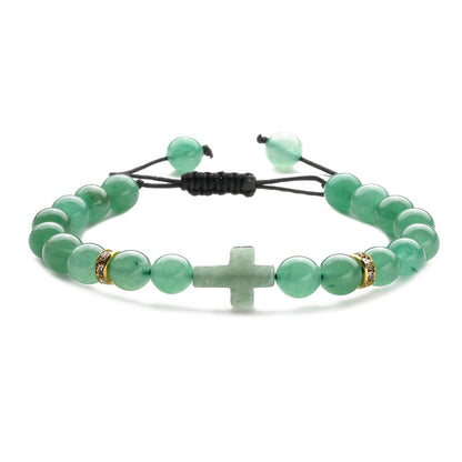 Ethnic Style Cross Natural Stone Beaded Bracelets