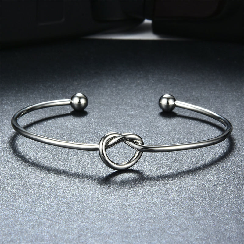 Handmade Solid Color Knot Stainless Steel Asymmetrical Plating 18k Gold Plated Cuff Bracelets