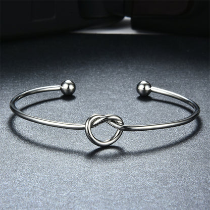 Handmade Solid Color Knot Stainless Steel Asymmetrical Plating 18k Gold Plated Cuff Bracelets