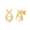 1 Pair Sweet Water Droplets Inlay Sterling Silver Artificial Diamond Freshwater Pearl Ear Studs