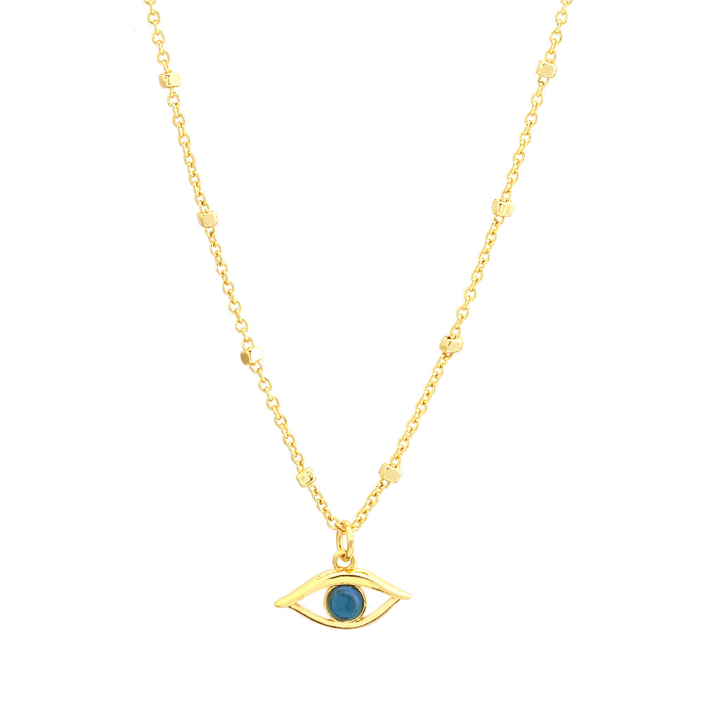 Retro Simple Style Eye Copper 18k Gold Plated Opal Pendant Necklace In Bulk