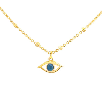 Retro Simple Style Eye Copper 18k Gold Plated Opal Pendant Necklace In Bulk