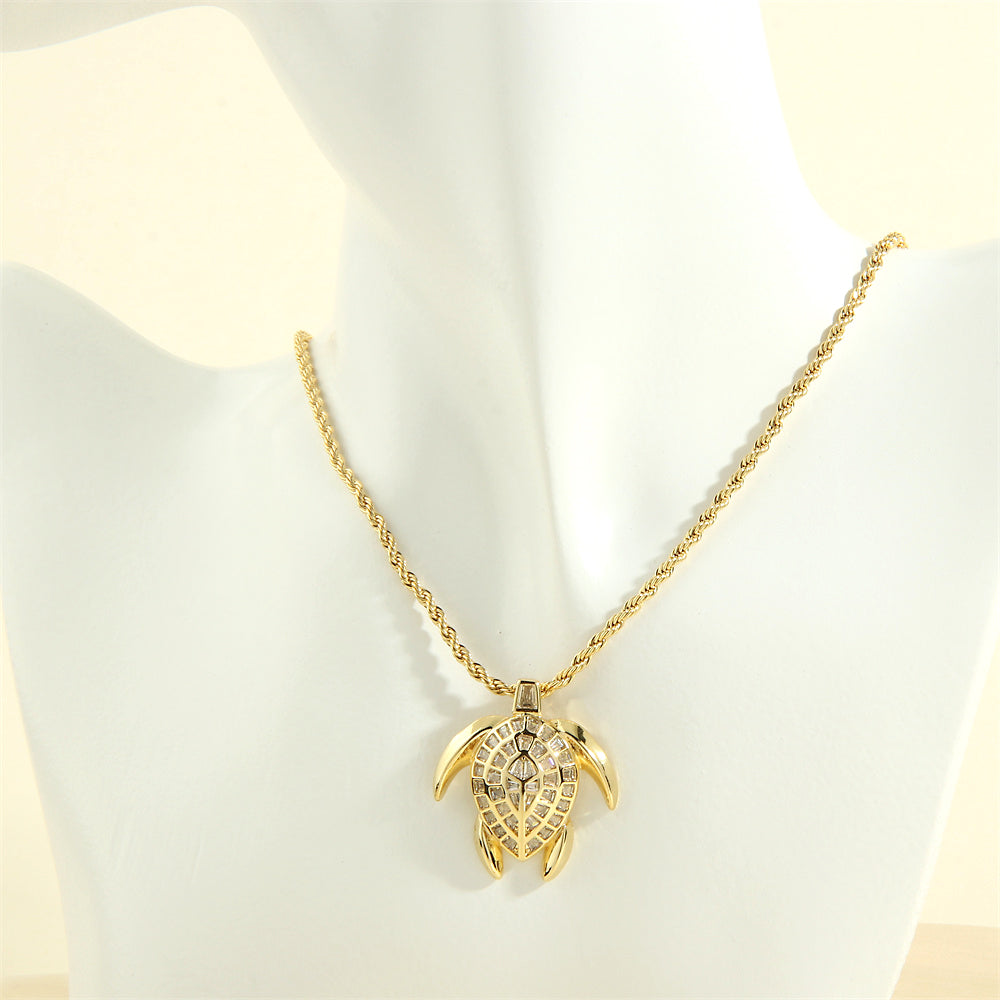 Simple Style Tortoise Copper 18k Gold Plated Zircon Pendant Necklace In Bulk