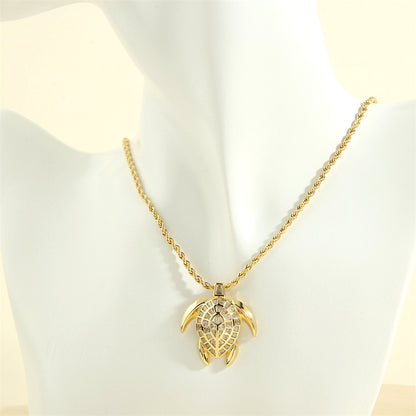 Simple Style Tortoise Copper 18k Gold Plated Zircon Pendant Necklace In Bulk