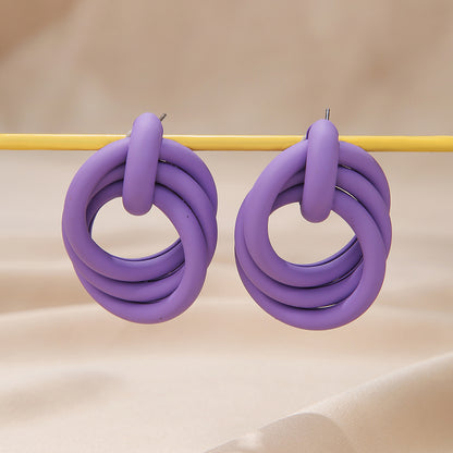 1 Pair Vacation Round Spray Paint Rubber Drop Earrings