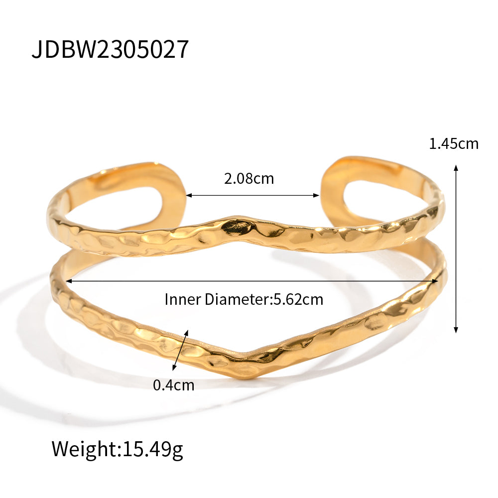 Lady Modern Style Classic Style Solid Color Stainless Steel 18k Gold Plated Bangle In Bulk