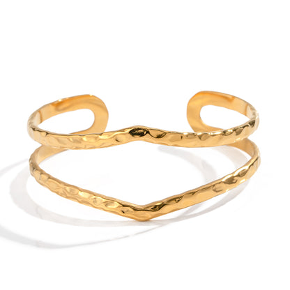 Lady Modern Style Classic Style Solid Color Stainless Steel 18k Gold Plated Bangle In Bulk