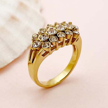 Vintage Style Luxurious Geometric Stainless Steel Plating Inlay Zircon Gold Plated Rings