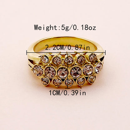 Vintage Style Luxurious Geometric Stainless Steel Plating Inlay Zircon Gold Plated Rings