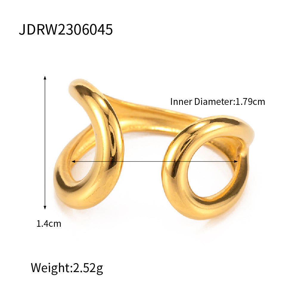 Ig Style Asymmetrical Stainless Steel Plating 18k Gold Plated Open Rings