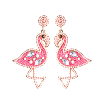 1 Pair Casual Vacation Flamingo Inlay Alloy Resin Drop Earrings