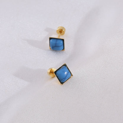 1 Set Casual Marble Stainless Steel Resin Gold Plated Ear Studs