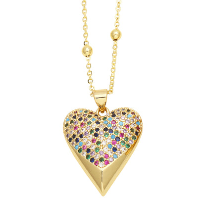 Cute Streetwear Little Bear Heart Shape Copper 18k Gold Plated Zircon Pendant Necklace In Bulk