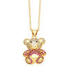 Cute Streetwear Little Bear Heart Shape Copper 18k Gold Plated Zircon Pendant Necklace In Bulk