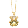 Cute Streetwear Little Bear Heart Shape Copper 18k Gold Plated Zircon Pendant Necklace In Bulk