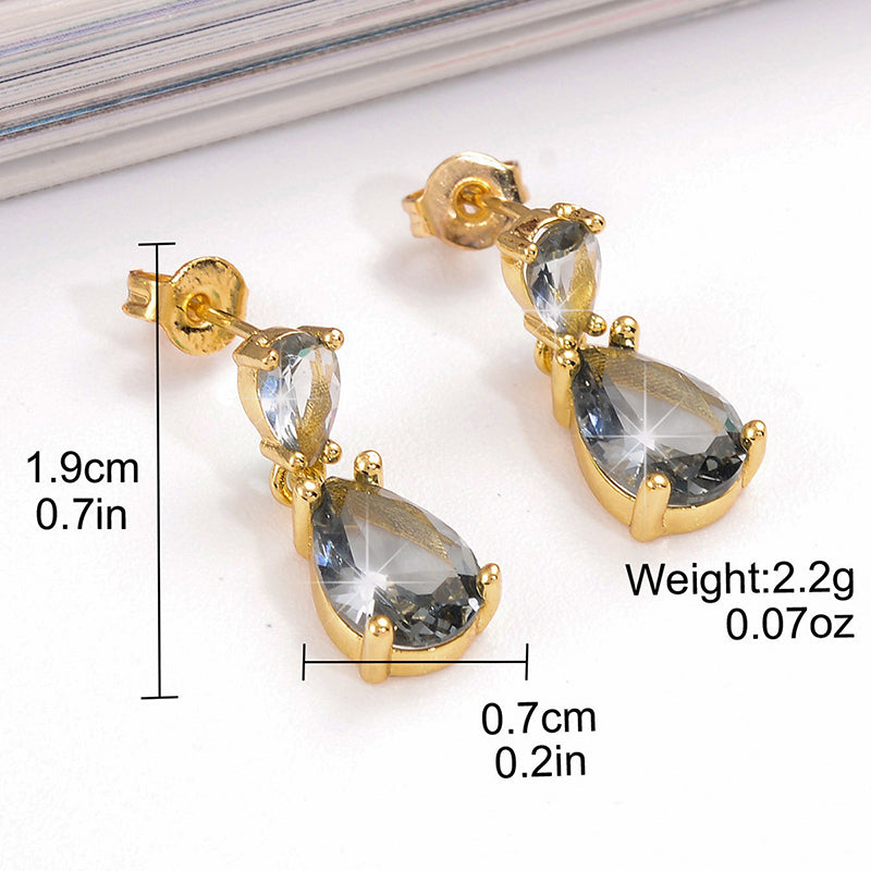 1 Pair Elegant Retro Water Droplets Plating Inlay Copper Zircon 18k Gold Plated Drop Earrings