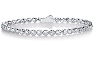 Lady Solid Color Sterling Silver Inlay Moissanite Tennis Bracelet