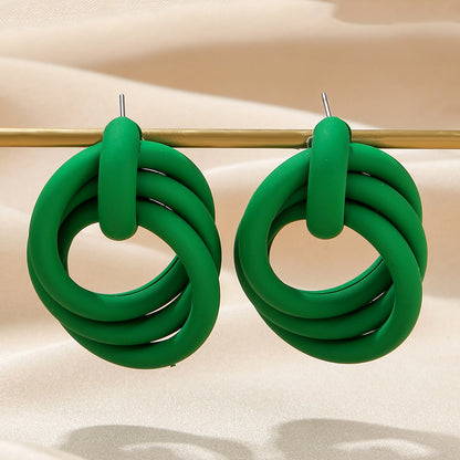 1 Pair Vacation Round Spray Paint Rubber Drop Earrings