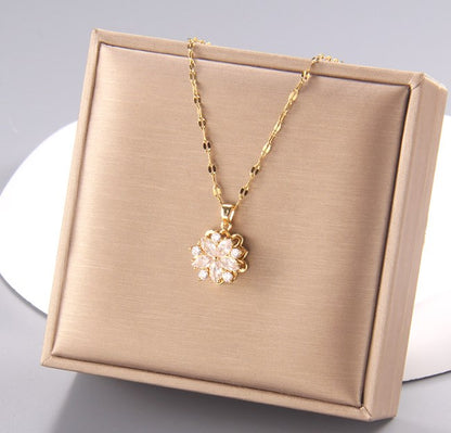 Simple Style Flower Copper Zircon Pendant Necklace In Bulk