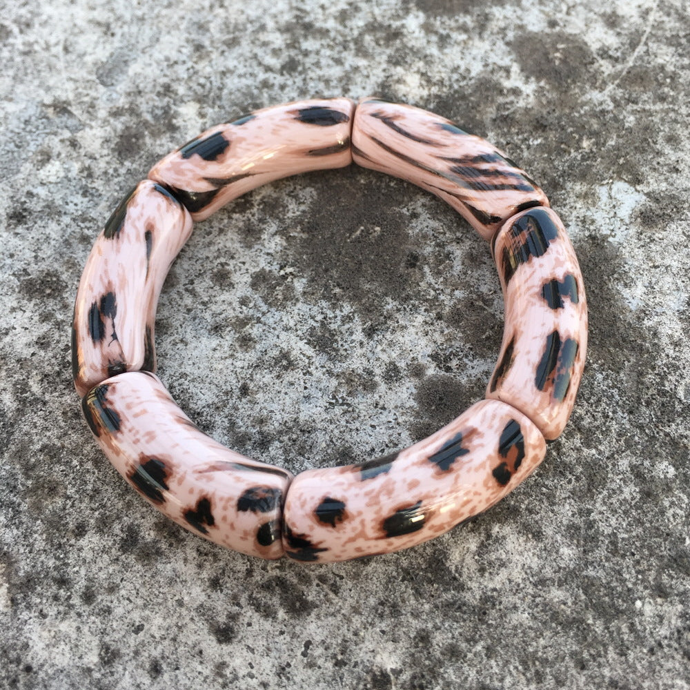 Retro Ethnic Style Leopard Arylic Wholesale Bangle