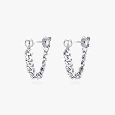 1 Pair Simple Style Chain Plating Sterling Silver Rhodium Plated Ear Studs