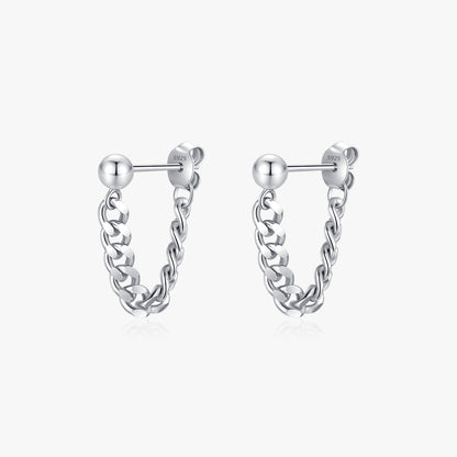 1 Pair Simple Style Chain Plating Sterling Silver Rhodium Plated Ear Studs