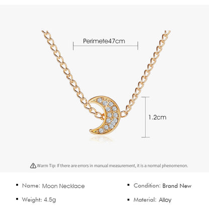 New Moon Simple Micro Diamond Moon Ladies Wild Alloy Clavicle Chain Pendant Necklace Accessories