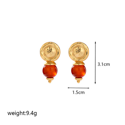 1 Pair Elegant Vintage Style Geometric Heart Shape Enamel Plating Copper 18k Gold Plated Ear Studs