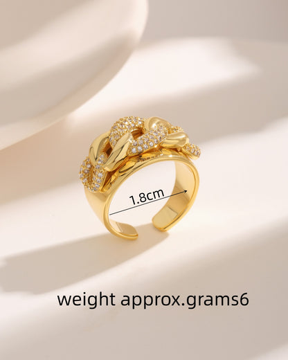 Hip-hop Exaggerated Luxurious Eye Copper Plating Inlay Zircon 18k Gold Plated Open Rings