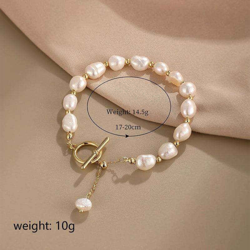 Vintage Style Simple Style Geometric Freshwater Pearl Copper Bracelets