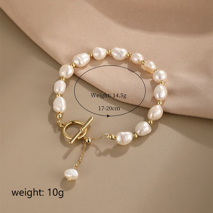 Vintage Style Simple Style Geometric Freshwater Pearl Copper Bracelets