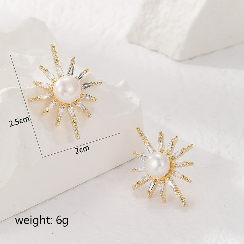 1 Pair Vintage Style Simple Style Geometric Freshwater Pearl Copper Ear Studs