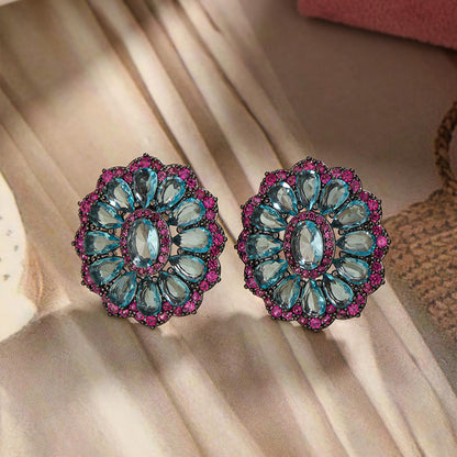 1 Pair Vintage Style Roman Style Geometric Inlay Copper Zircon Ear Studs