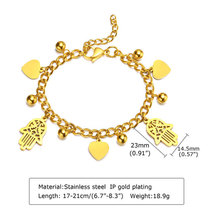 Elegant Lady Simple Style Heart Shape Stainless Steel Polishing Plating 18k Gold Plated Bracelets