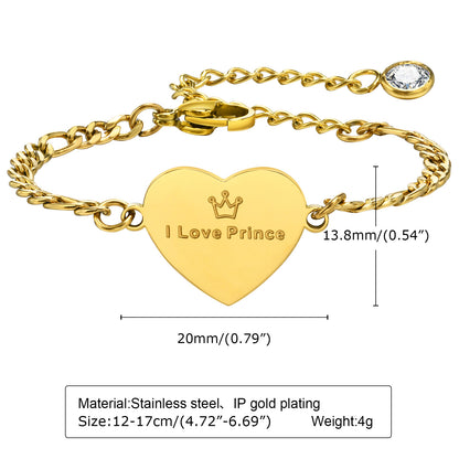 Elegant Lady Simple Style Heart Shape Stainless Steel Polishing Plating 18k Gold Plated Bracelets