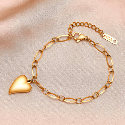 Elegant Lady Simple Style Heart Shape Stainless Steel Polishing Plating 18k Gold Plated Bracelets